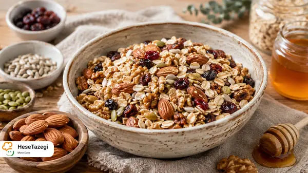 فواید و ارزش غذایی گرانولا + طرز تهیه