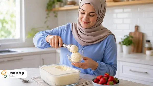 طرز تهیه بستنی خانگی بدون برفک + فوت کوزه گری